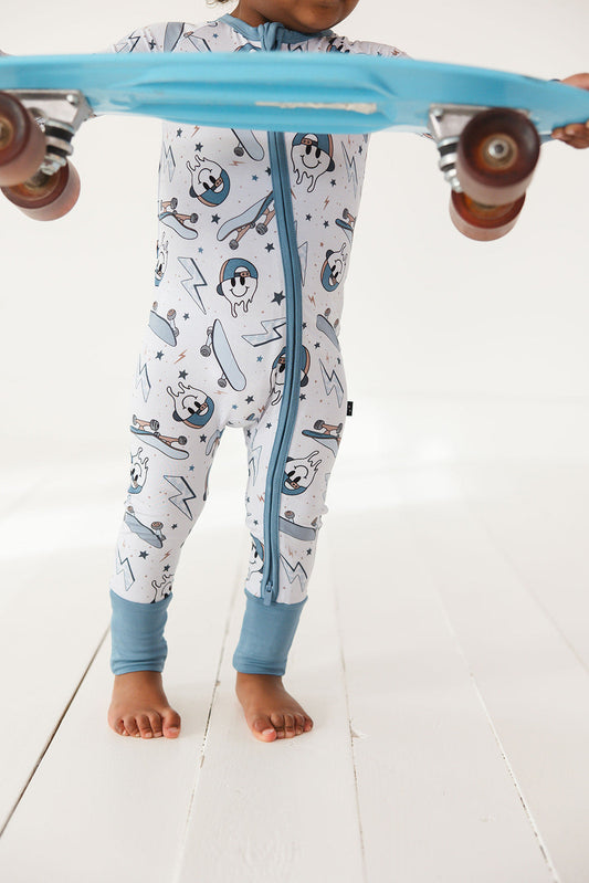 Skater Boy Zippy Pajama- Blue