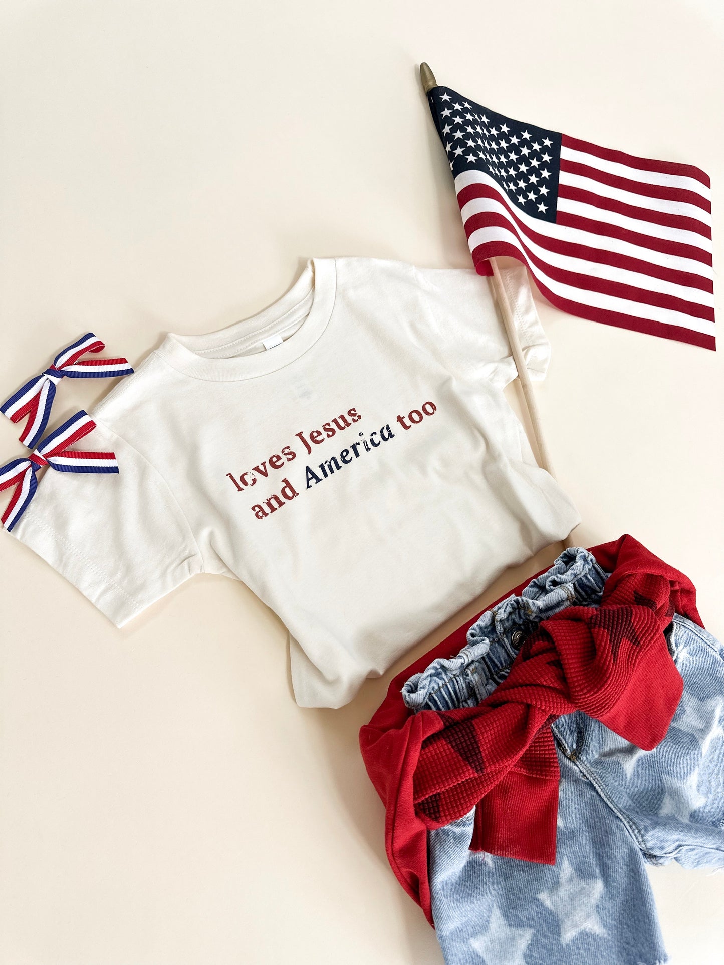 Loves Jesus and America Child Tee