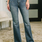 Jackie Mid Rise Flare Jean with Front Flap Pockets