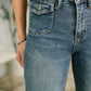 Jackie Mid Rise Flare Jean with Front Flap Pockets