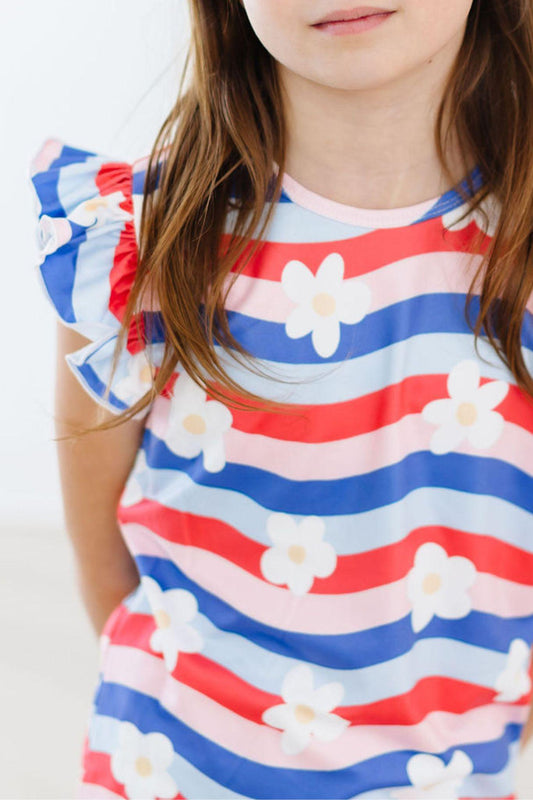 July Vibes Short Sleeve Ruffle Tee