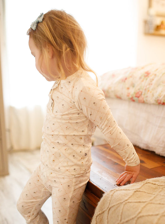 Vintage Blooms 2-Piece Henley Bamboo Pajamas