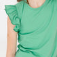 Kelly Green Short Sleeve Ruffle Tee