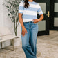 Known for a While Knit Blouse in White and Blue