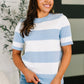 Known for a While Knit Blouse in White and Blue