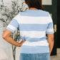 Known for a While Knit Blouse in White and Blue