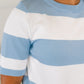 Known for a While Knit Blouse in White and Blue