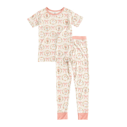 Bows & Bunnies Short Sleeve Pajama - Pink