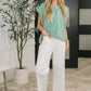 Like a Song Sleeveless V-Neck Blouse in Green