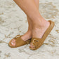 Lizzy Slip On Buckle Strap Sandal in Tan