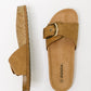 Lizzy Slip On Buckle Strap Sandal in Tan