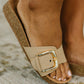 Lizzy Slip on Buckle Strap Sandal in Taupe