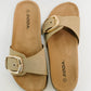 Lizzy Slip on Buckle Strap Sandal in Taupe