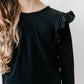 Black Long Sleeve Ruffle Tee