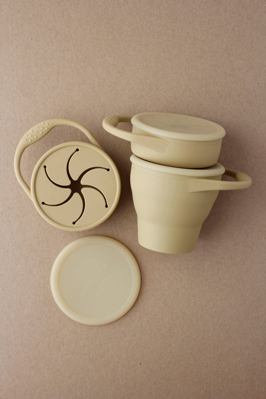 Foldable Silicone Snack Cup - Khaki