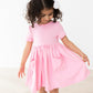 Bubblegum Pink Short Sleeve Pocket Twirl Dress