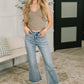 Mckaylee Mid Rise Kick Flare Jeans with Frayed Hem