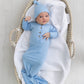 Baby Blue Newborn Knotted Gown & Hat Set