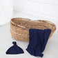 Swaddle Blanket and Hat Set - Navy Blue