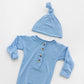 Baby Blue Newborn Knotted Gown & Hat Set