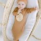 Camel Brown Knotted Baby Gown With Hat/Headband Option (Newborn-3 months)