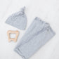 Swaddle Blanket and Hat Set - Gray