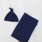 Swaddle Blanket and Hat Set - Navy Blue