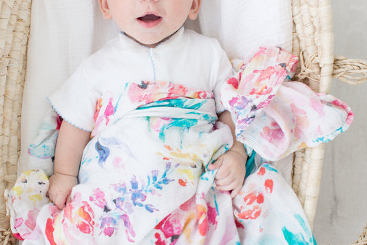 Flora Bamboo Cotton Swaddle Blanket