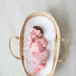Pink Knotted Baby Gown and Hat/Headband Set (Newborn-3 months)