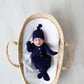 Navy Blue Newborn Knotted Gown and Hat Set