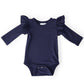 Navy Long Sleeve Flutter Bodysuit