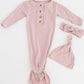 Dusty Rose 3-Piece Newborn Gown Set