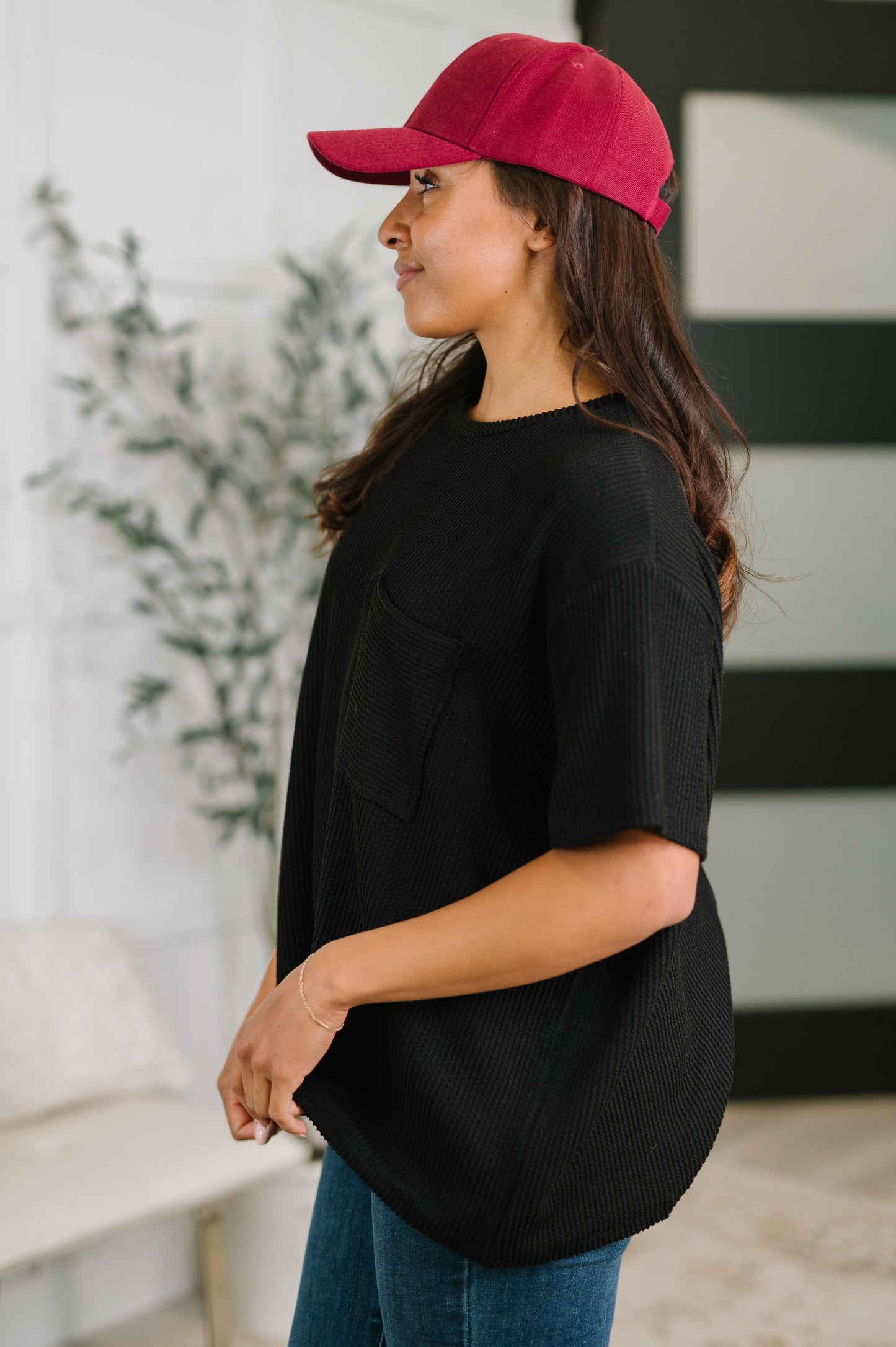 Not That complicated Textured Boxy Tee in Black