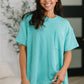 Not That Complicated Textured Boxy Tee in Turquoise