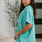 Not That Complicated Textured Boxy Tee in Turquoise