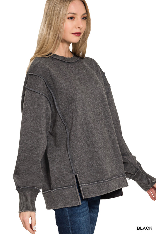 Harvest Haze Black Acid Wash Sweatshirt