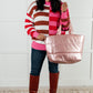 One More Thing Puffy Quilted Waterproof Tote in Pink