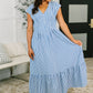 Only Chance Pleated Smock Waist Maxi Dress in Blue