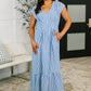 Only Chance Pleated Smock Waist Maxi Dress in Blue