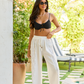 Ashley Ivory Textured Panel Swim Cover-Up Pants