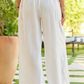 Ashley Ivory Textured Panel Swim Cover-Up Pants