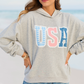 USA Lace Print Light Grey Graphic Hoodie