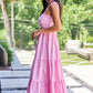 Endless Shore Pink Striped Maxi Dress