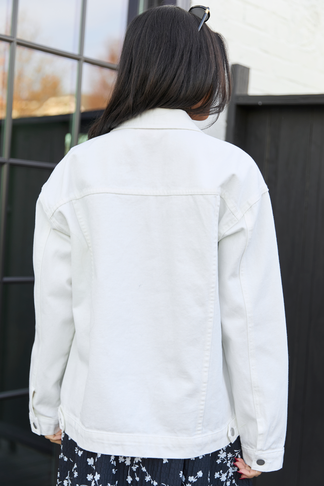 Masie White Boyfriend Denim Jacket