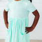 Pastel Green Short Sleeve Pocket Twirl Dress