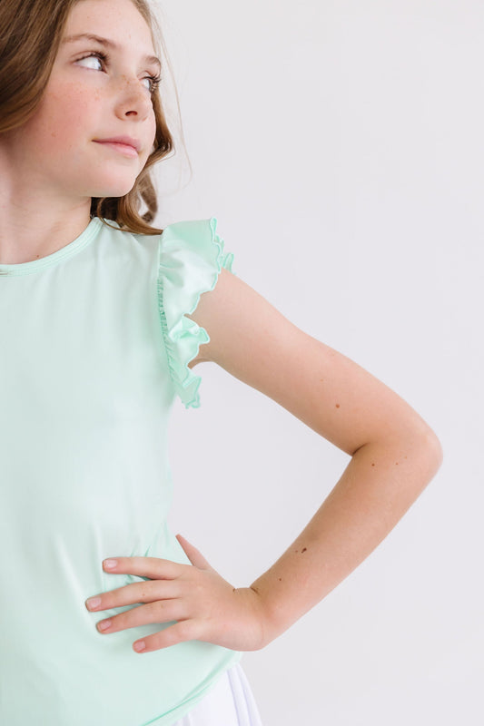 Pastel Green Short Sleeve Ruffle Tee