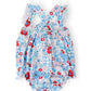 Patriotic Petals Ruffle Cross Back Romper
