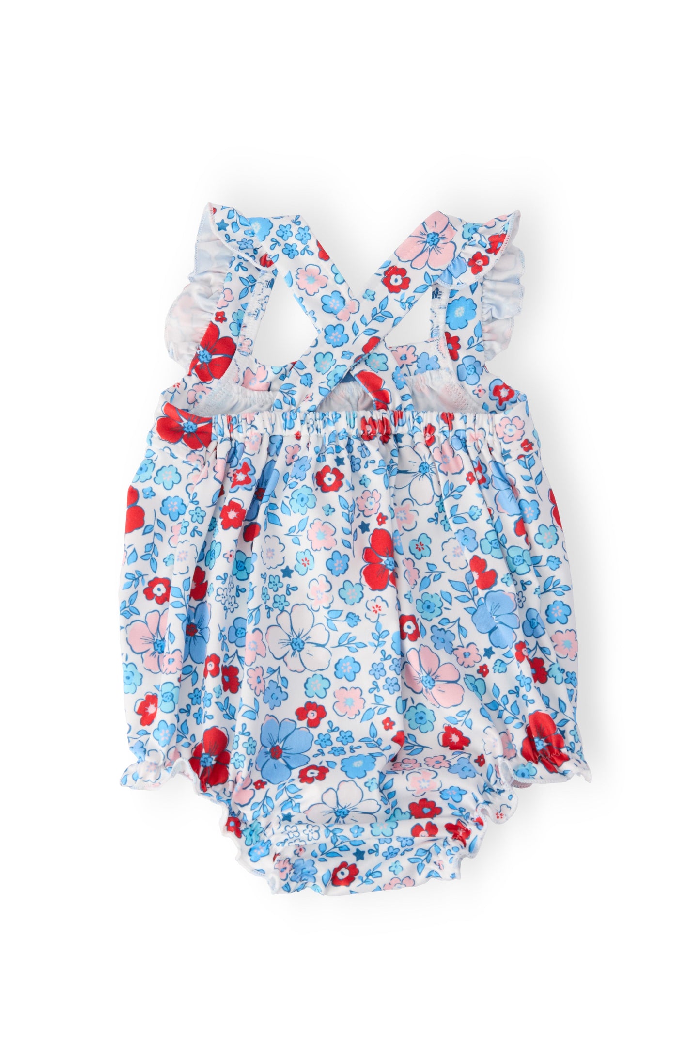 Patriotic Petals Ruffle Cross Back Romper