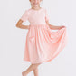 Peach Short Sleeve Pocket Twirl Dress