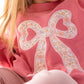 Applique Floral Bow Crewneck Sweatshirt